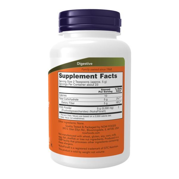 Пребіотична клітковина ФОС для росту корисних бактерій (NutraFlora FOS Powder), NOW Foods, 113 г 2023-10-3572 фото