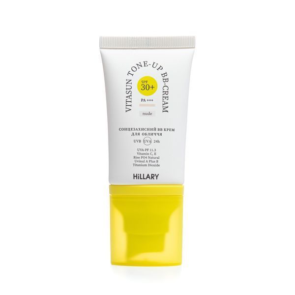 Сонцезахисний BB-крем для обличчя SPF30+ Nude HiLLARY VitaSun Tone-Up BB-Cream All Day Protect SPF30+, 40 мл HI-08-159 фото