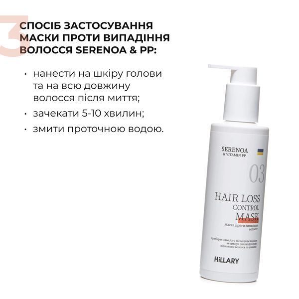 Маска проти випадіння волосся Hillary Serenoa & РР Hair Loss Control Mask, 200 мл HI-07-870 фото