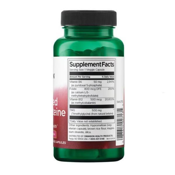 Активні форми фолату та B12 для зниження гомоцистеїну (Activated Homocysteine), Swanson, 60 капсул 2023-10-2731 фото