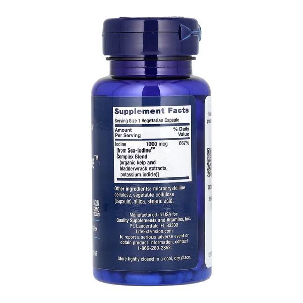 Морський йод для щитоподібної залози (Sea-Iodine), 1000 мкг, Life Extension, 60 капсул 2022-10-1912 фото