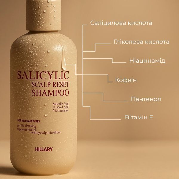 Саліциловий шампунь для відновлення шкіри голови Hillary Salicylic Scalp Reset Shampoo, 400 мл HI-07-565 фото