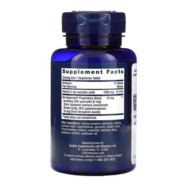 Вітамін C і фітосоми біокверцетину для імунітету (Vitamin C & Bio-Quercetin Phytosome), Life Extension, 60 капсул 2023-10-4696 фото