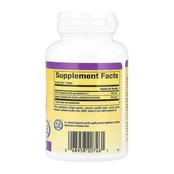 Убіхінол коензим Q10 для клітинної енергії (Ubiquinol CoQ10), 100 мг, Natural Factors, 60 капсул 2023-10-5753 фото
